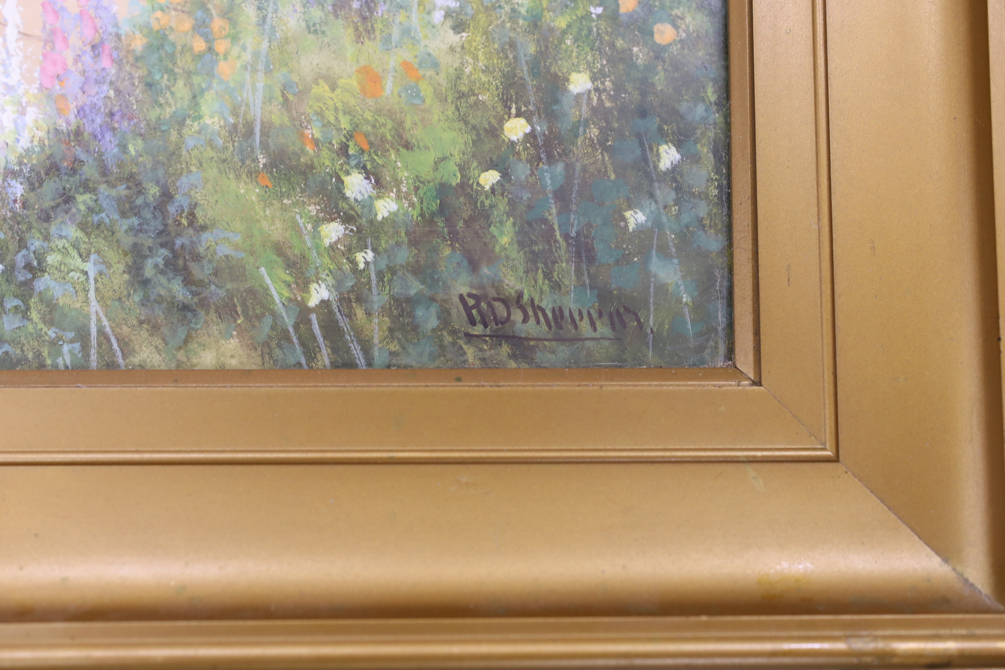 Reginald Daniel Sherrin (1891-1971), gouache, Cottage garden, signed, 49 x 74cm